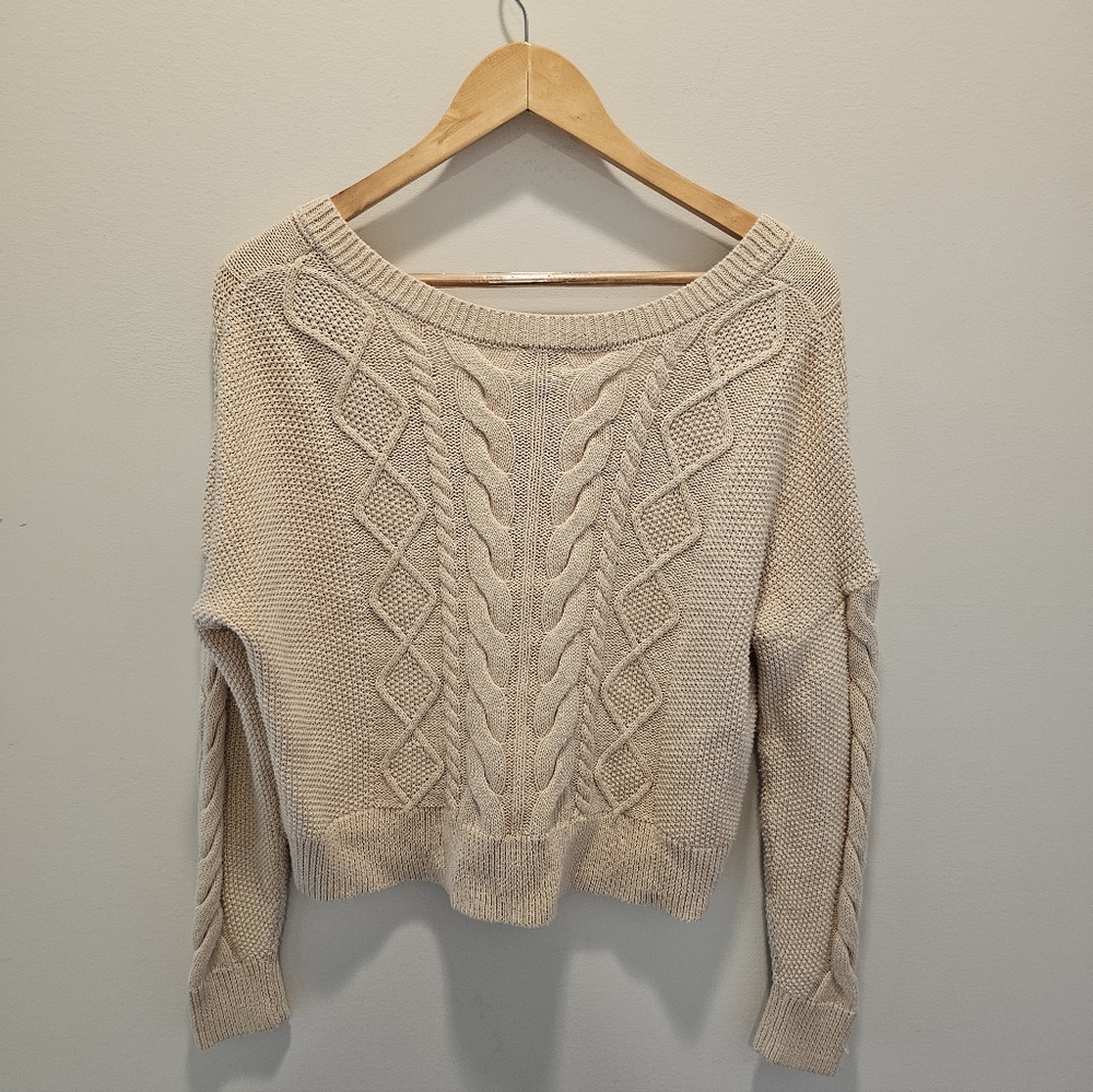 Cabi Cropped Cable Pullover Size Small - image 5